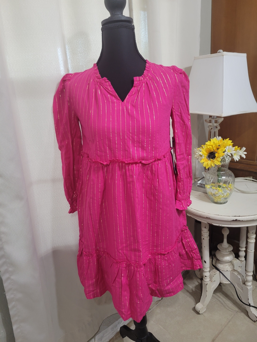 GAP KIDS Fuchsia Dress with Gold Pinstripes